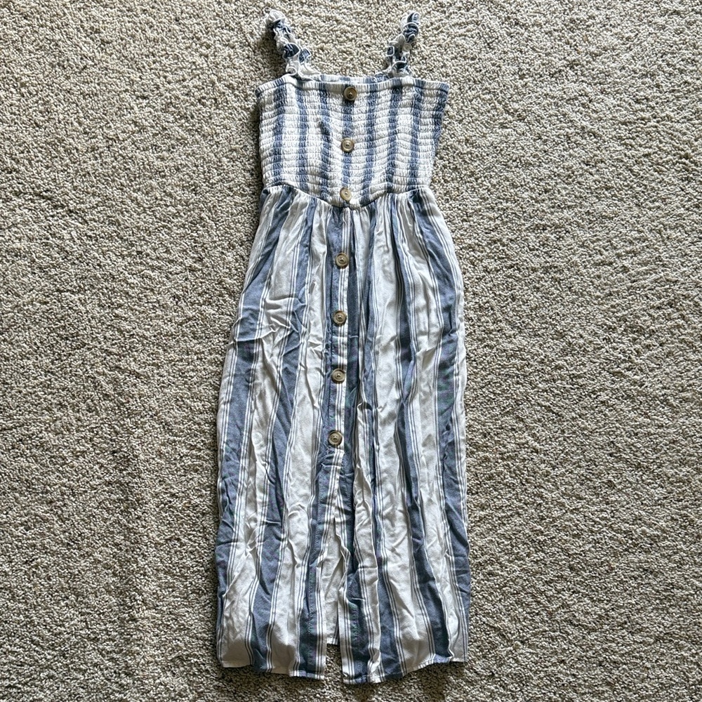 Arizona Jean Company Striped Blue and White Midi Dress